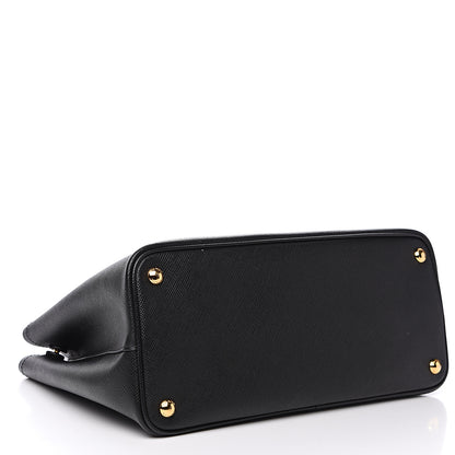 Prada Saffiano Cuir Medium Double Bag Black Fuoco 3 of 10