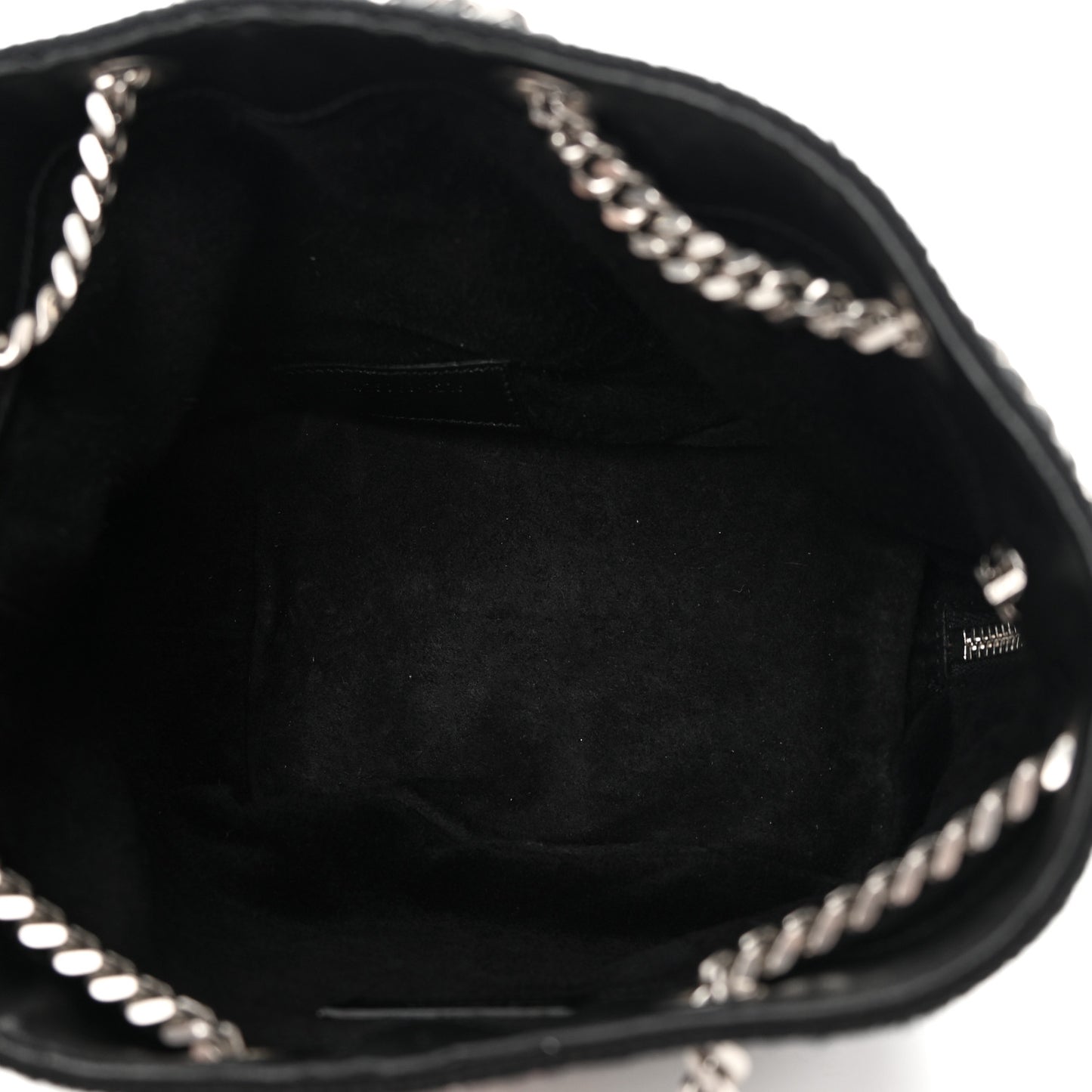 Woven Wool Embroidered Baby Emmanuelle Bucket Bag Black