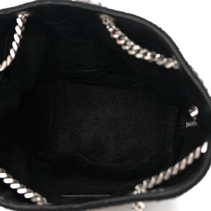 Saint Laurent Woven Wool Embroidered Baby Emmanuelle Bucket Bag Black 5 of 13