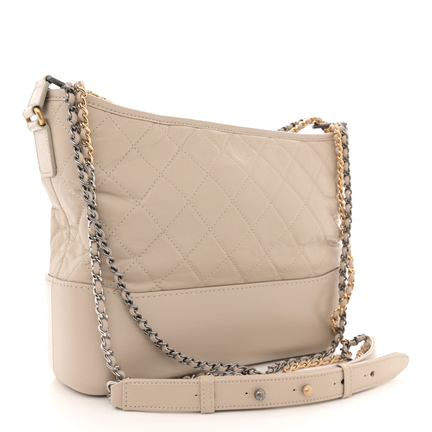 Chanel Aged Calfskin Quilted Medium Gabrielle Hobo Beige 3 of 14