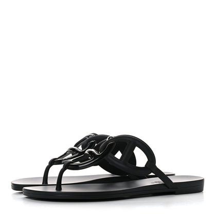 Hermes Rubber Womens Egerie Sandals 36 Black 3 of 8