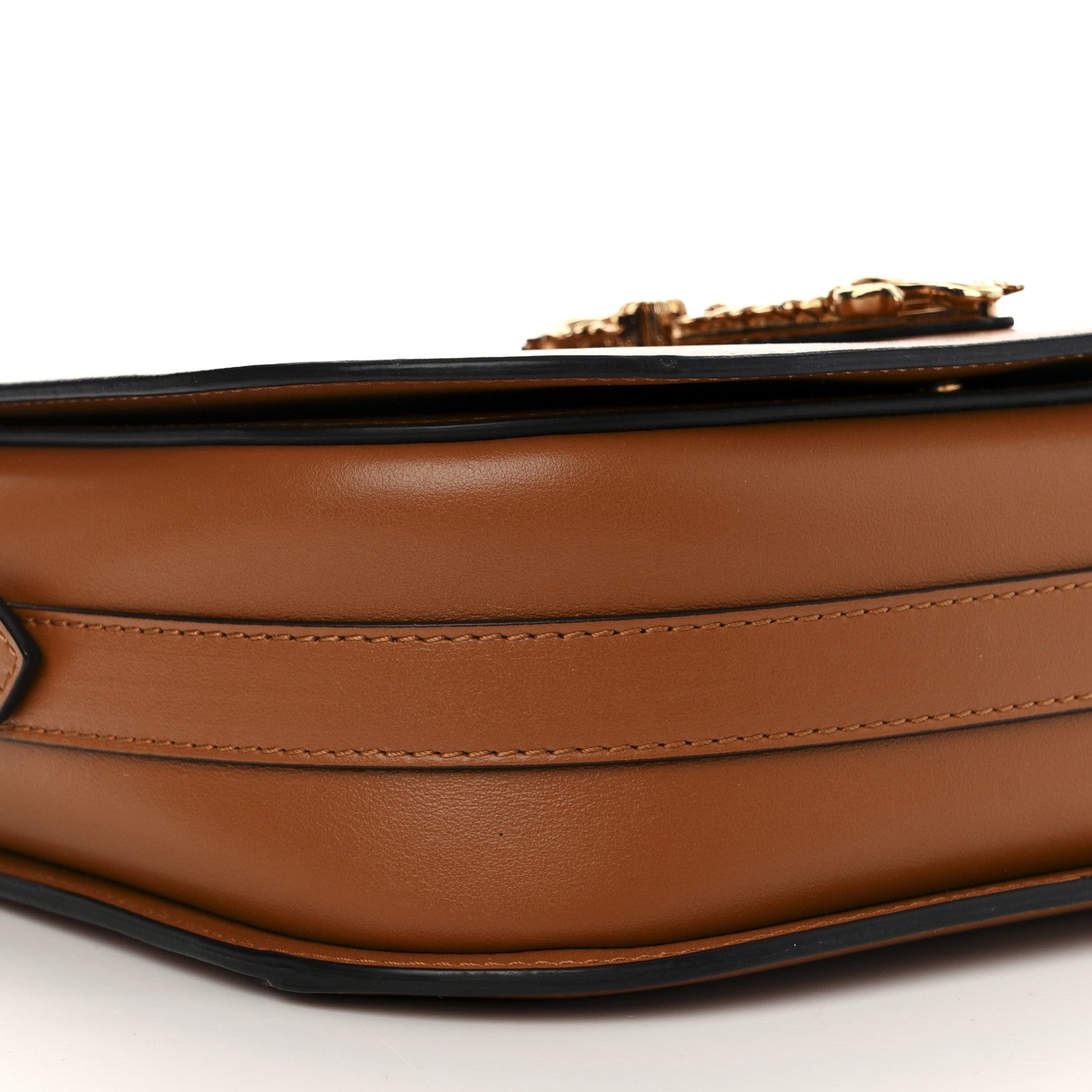 Versace Grained Calfskin Virtus Shoulder Bag Brown 8 of 14