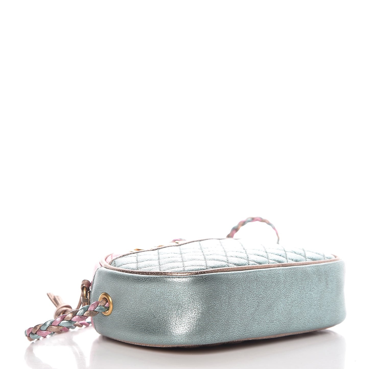 Laminated Nappa Trapuntata Mini Zumi Dome Shoulder Bag Rosa Lago Rame