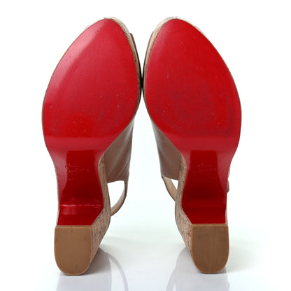 Christian Louboutin Calfskin Cork Dona Anna 120 Wedges 39 Nude Natural 4 of 4