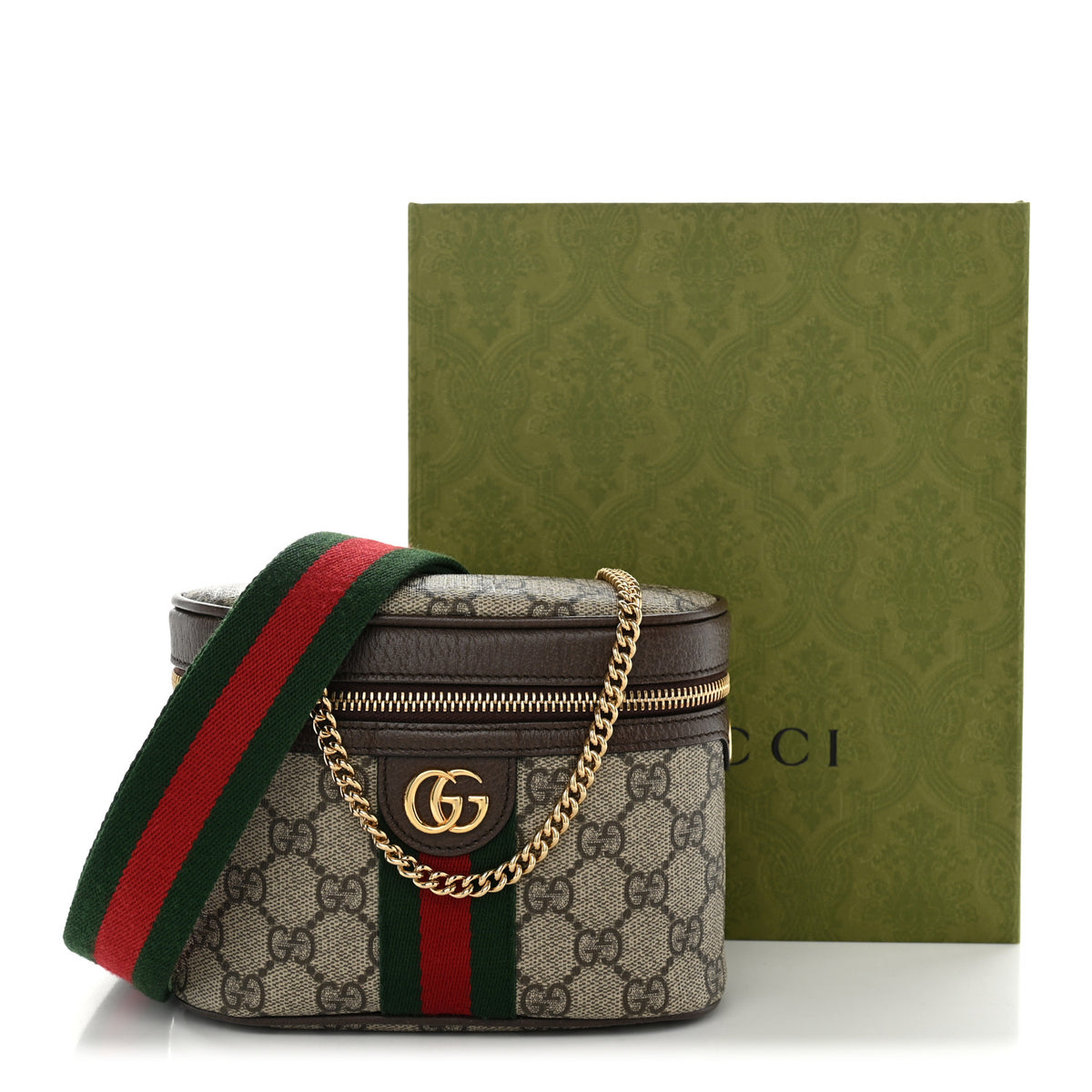 GG Supreme Monogram Textured Dollar Calfskin Web Ophidia Belt Bag 95 38 Beige Ebony New Acero