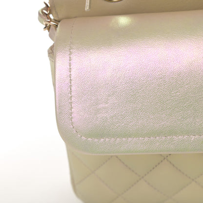 Chanel Iridescent Lambskin Quilted Medium Double Flap Ivory 11 of 12