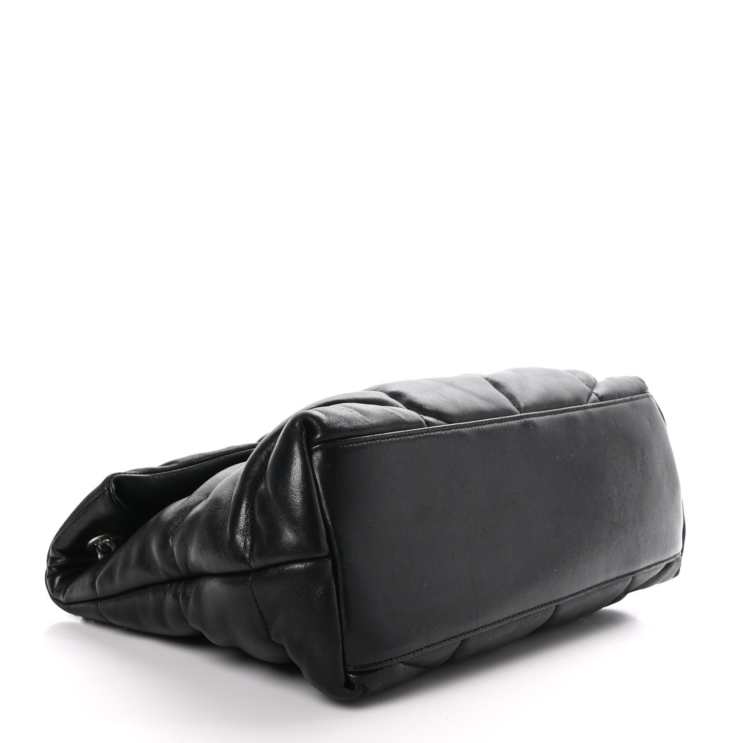 Lambskin Quilted Medium Loulou Puffer Monogram Chain Satchel Black