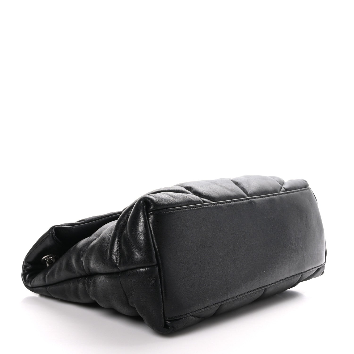 Saint Laurent Lambskin Quilted Medium Loulou Puffer Monogram Chain Satchel Black 4 of 9