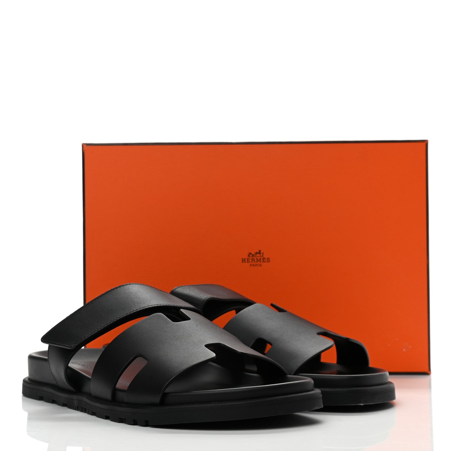 Hermes Calfskin Mens Chypre Sandals 42.5 Black 9 of 9