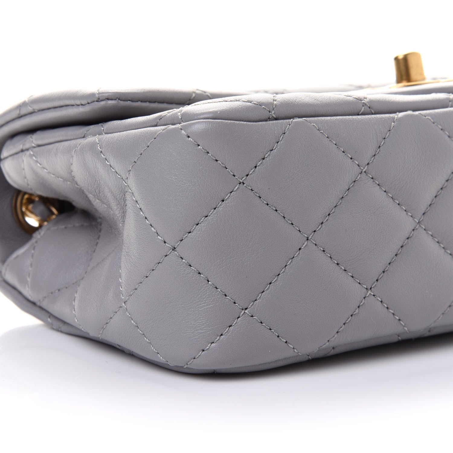 Chanel Lambskin Quilted Mini Rectangular Pearl Crush Flap Grey 9 of 11