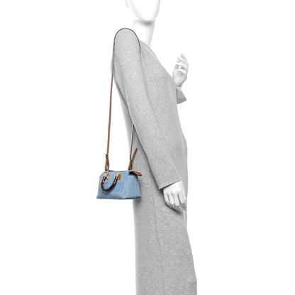 Fendi Denim Vitello King Plexiglass Logo Embroidered Mini By The Way Top Handle Boston Bag Denim Cuoio 2 of 10