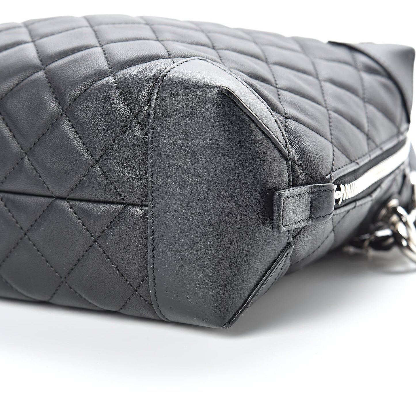 Lambskin Quilted Messenger Bag Black