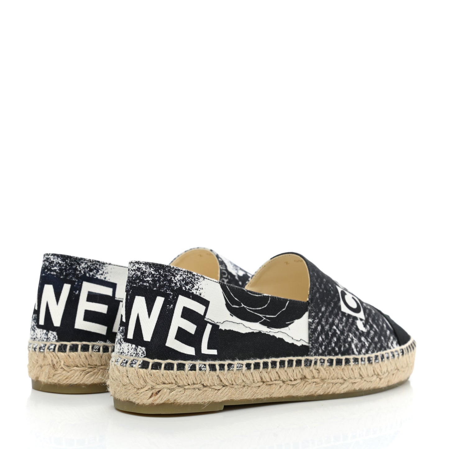 Printed Canvas Grosgrain 31 Rue Cambon Espadrilles 40 Black White