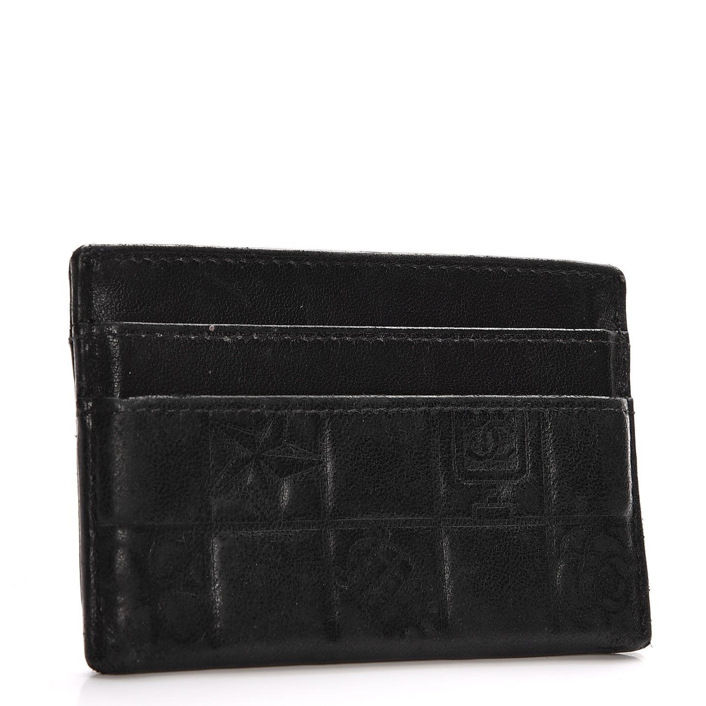Lambskin Quilted Precious Symbols Card Holder Black