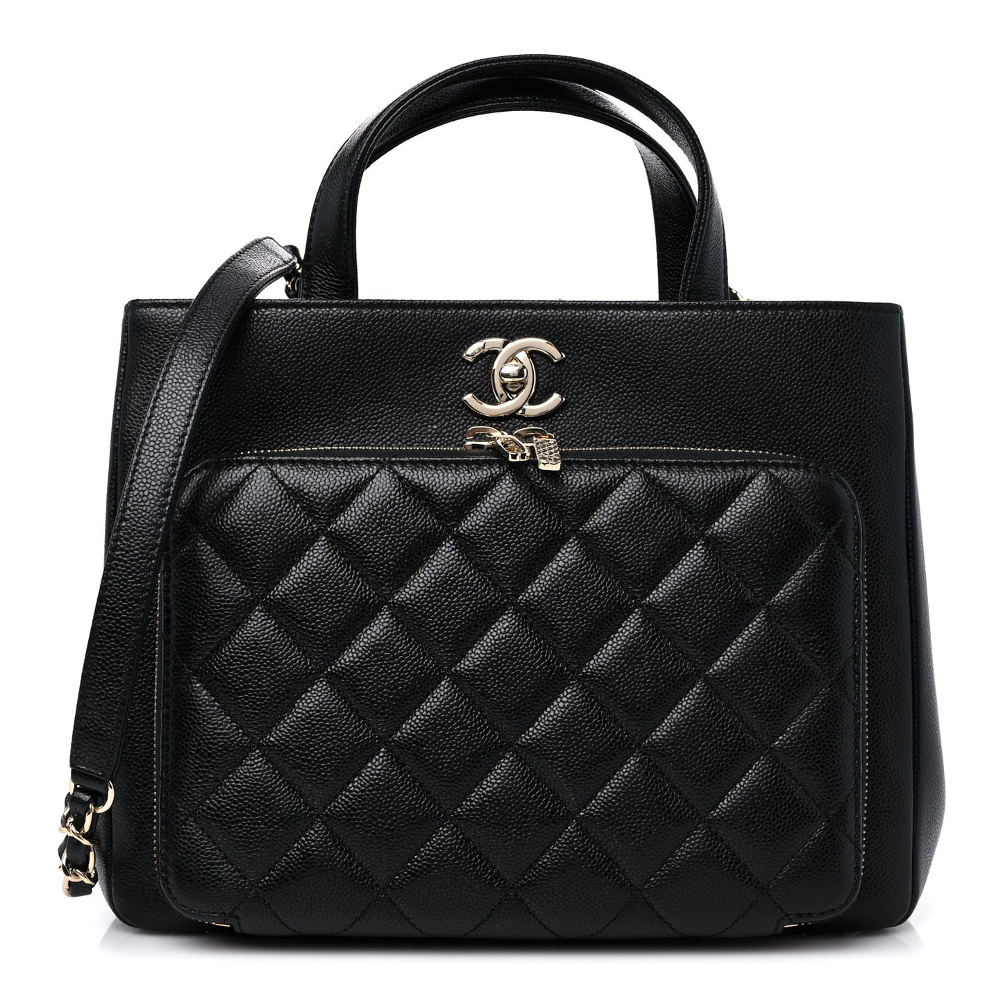 Caviar Quilted Small Business Affinity Shopping Bag Black