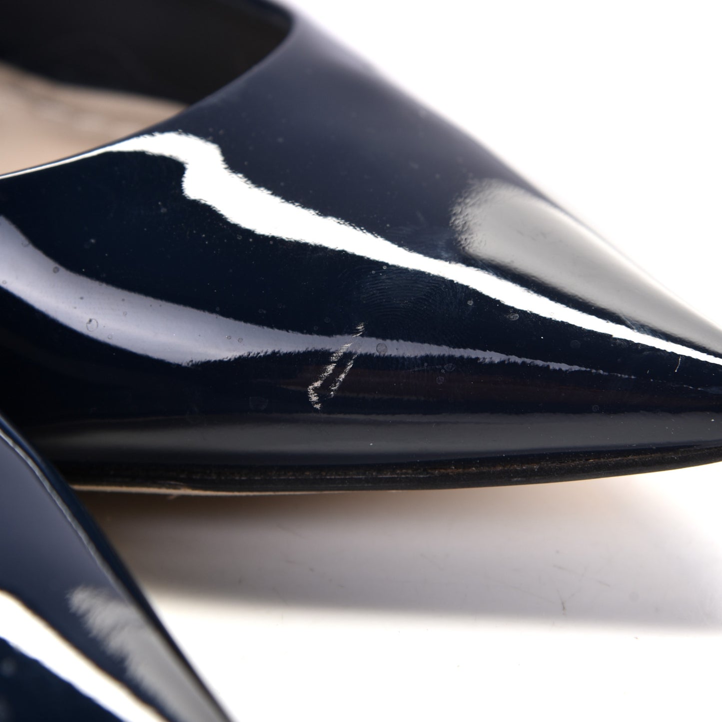 Patent Dioressence Pointed Toe 70mm Pumps 39.5 Marine