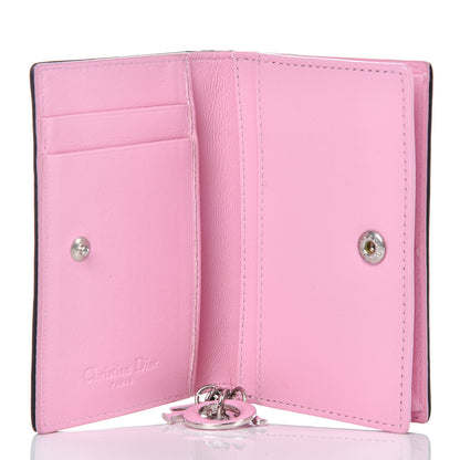 Christian Dior Lambskin Cannage Bi-Color Small Lady Dior Flap Card Holder Black Pink 5 of 10