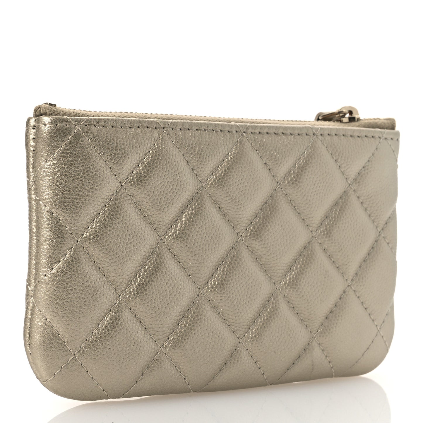 Metallic Caviar Quilted Small Cosmetic Case Gold