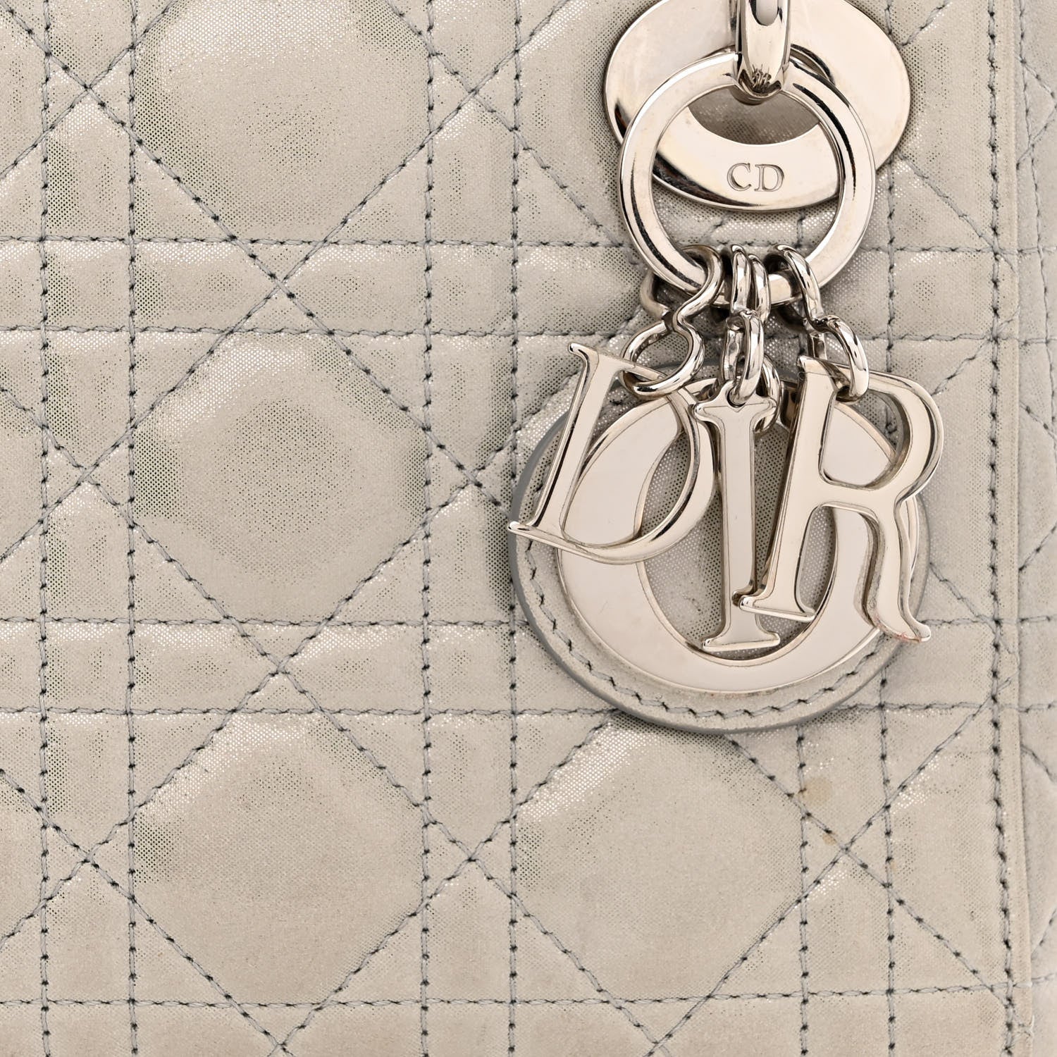 Christian Dior Metallic Lambskin Cannage Mini Lady Dior Silver 8 of 13