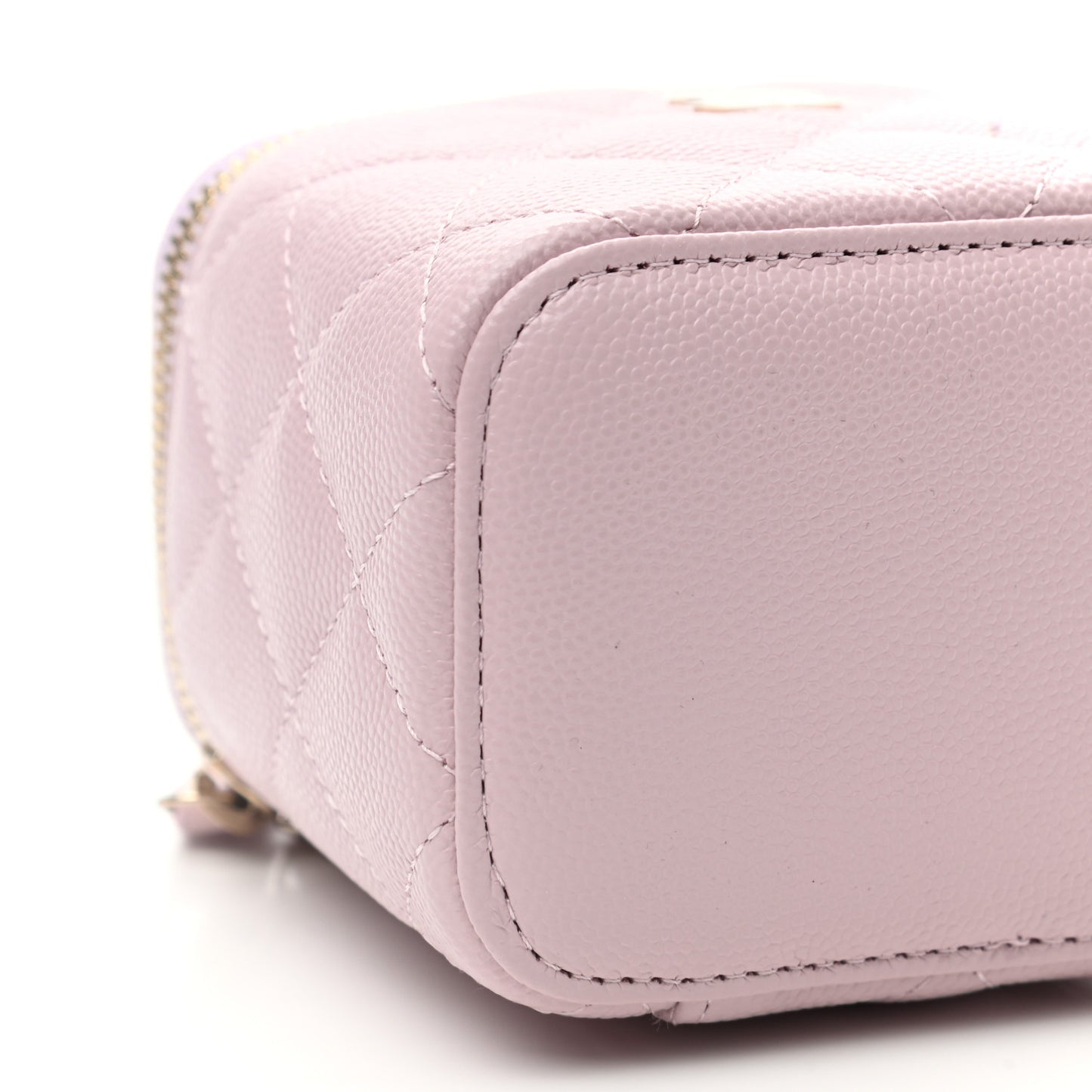 Caviar Quilted Mini Vanity Case With Chain Light Pink