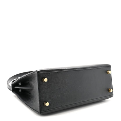 Hermes Epsom Horseshoe Kelly Sellier 25 Black Bleu Electrique 4 of 9