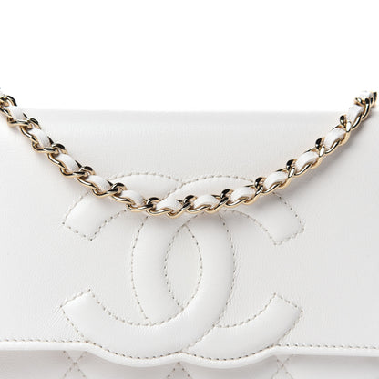 Chanel Goatskin Quilted Timeless CC Wallet On Chain WOC White 13 of 14