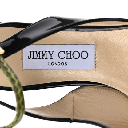 Jimmy Choo Patent Snakeskin Maiden Pumps 37.5 Black 7 of 10