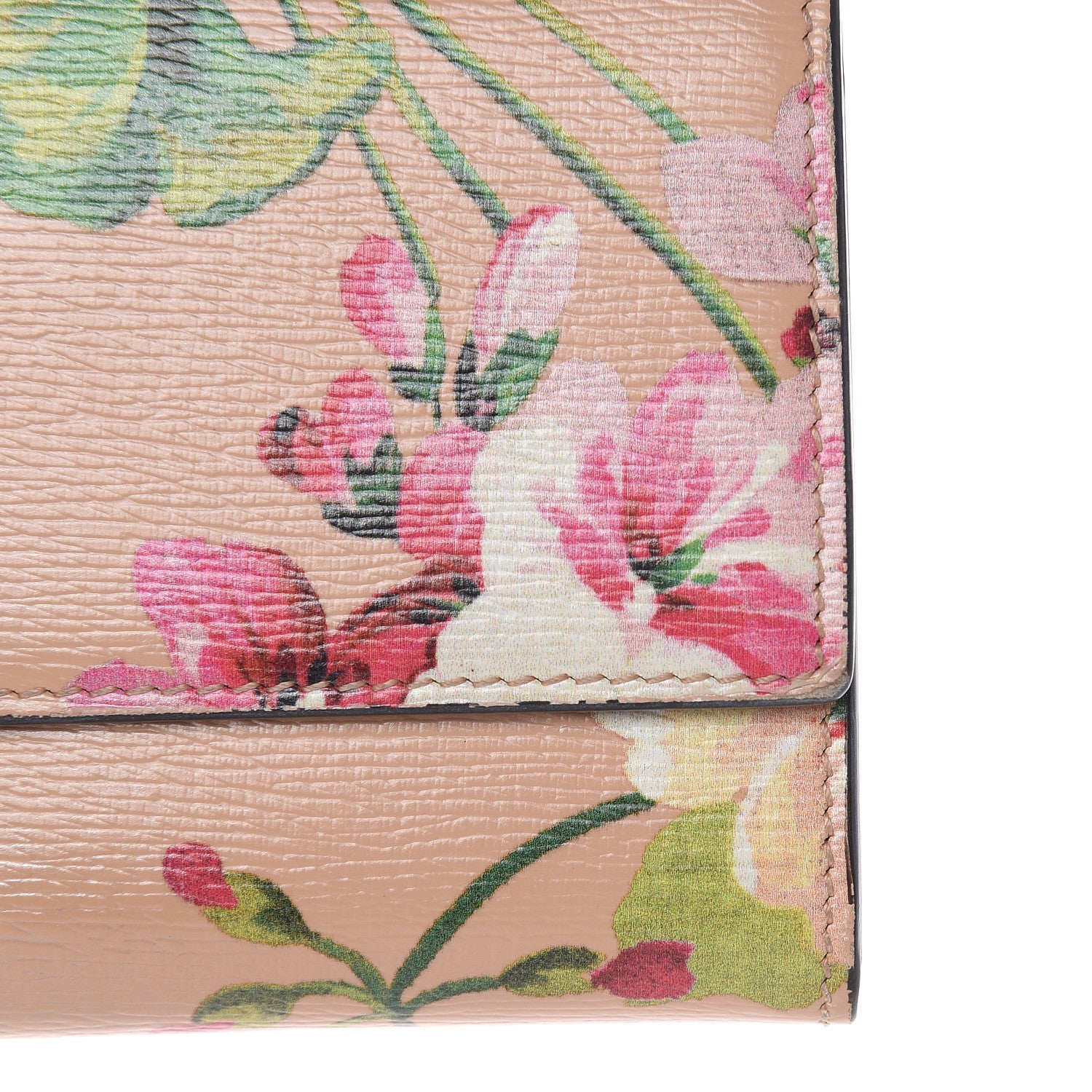 Gucci Calfskin Blooms Print Continental Wallet Pink Apricot Multicolor 10 of 12