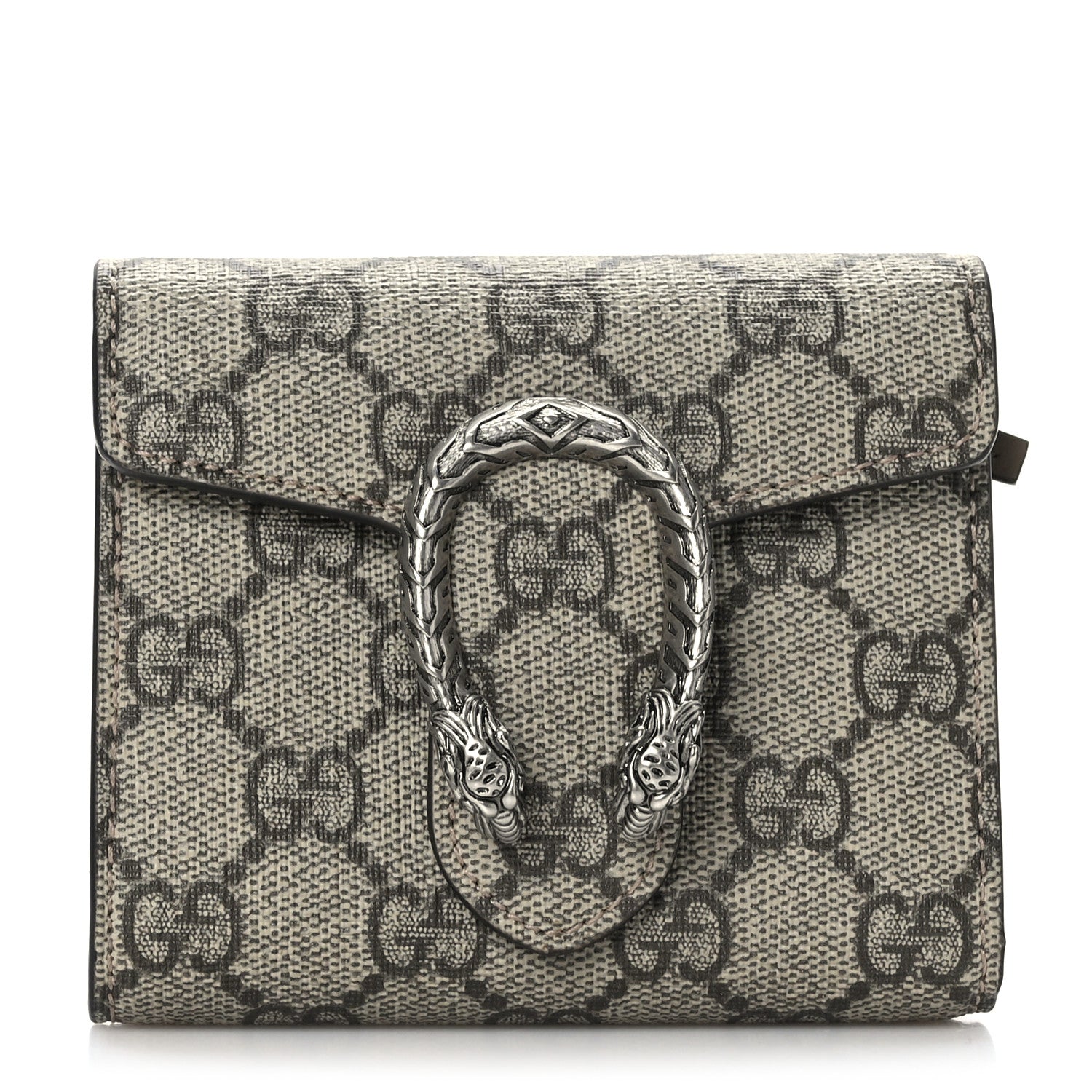 Gucci GG Supreme Monogram Dionysus Card Case Wallet Beige Taupe 1 of 6