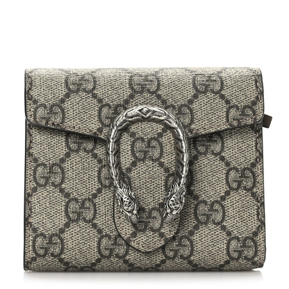 Gucci GG Supreme Monogram Dionysus Card Case Wallet Beige Taupe 1 of 6