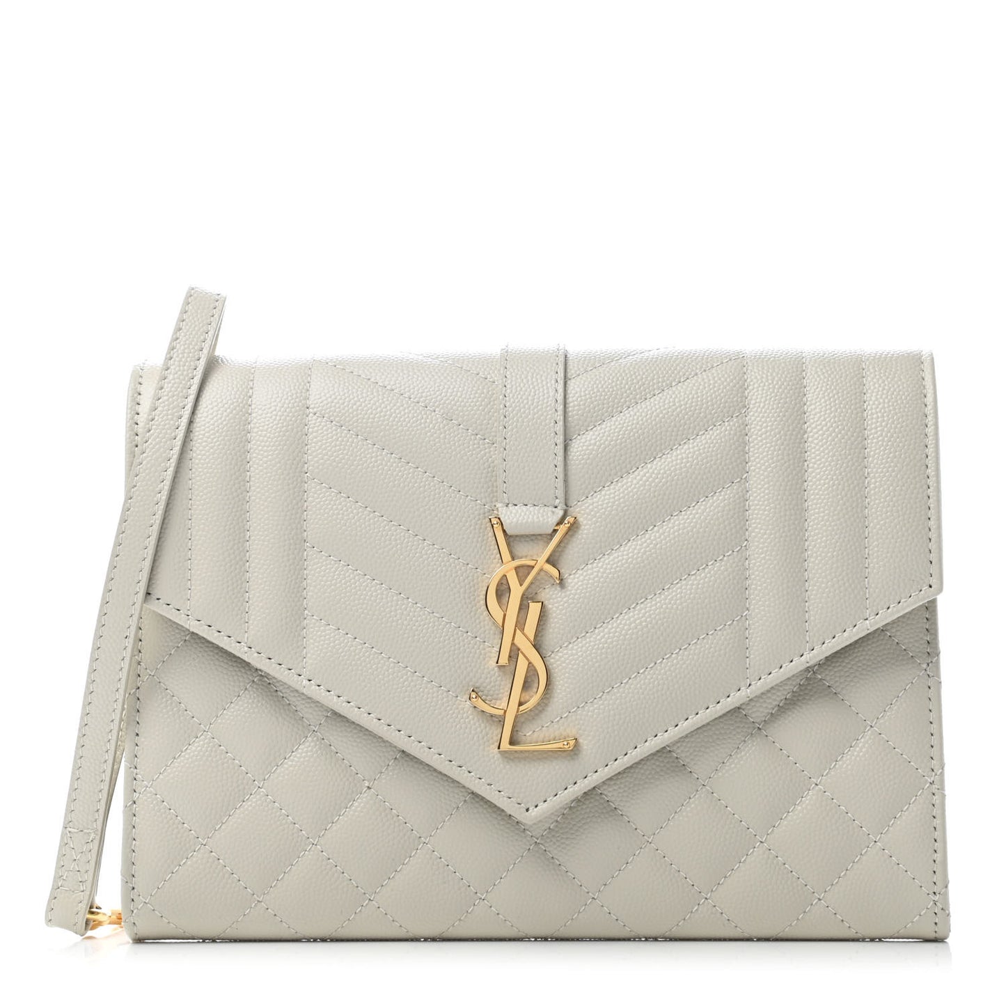 Grain De Poudre Textured Mixed Matelasse Triquilt Monogram Clutch Blanc Vintage