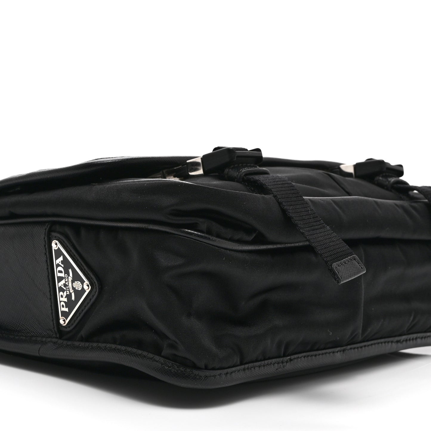 Tessuto Nylon Saffiano Logo Messenger Bag Black