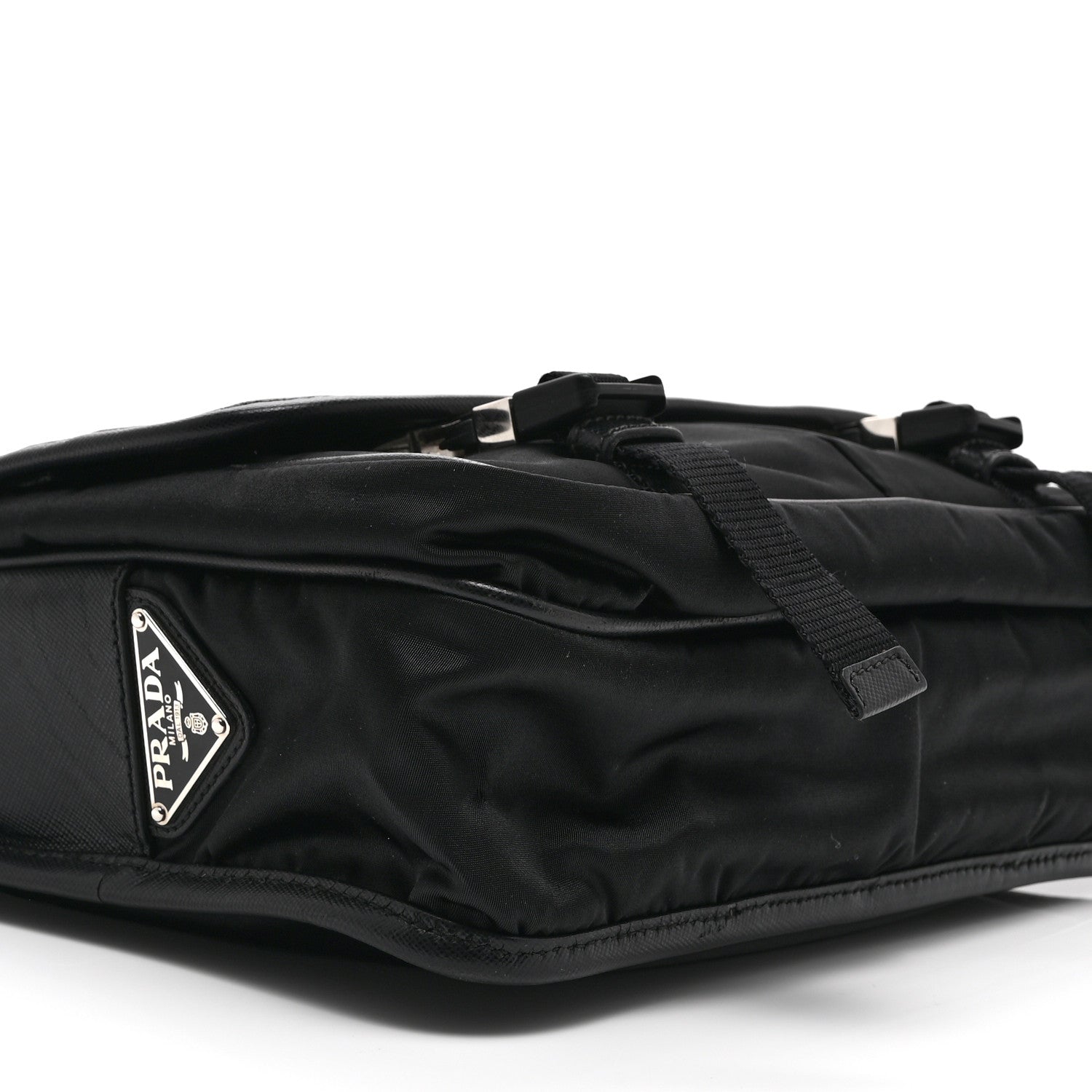 Prada Tessuto Nylon Saffiano Logo Messenger Bag Black 9 of 10