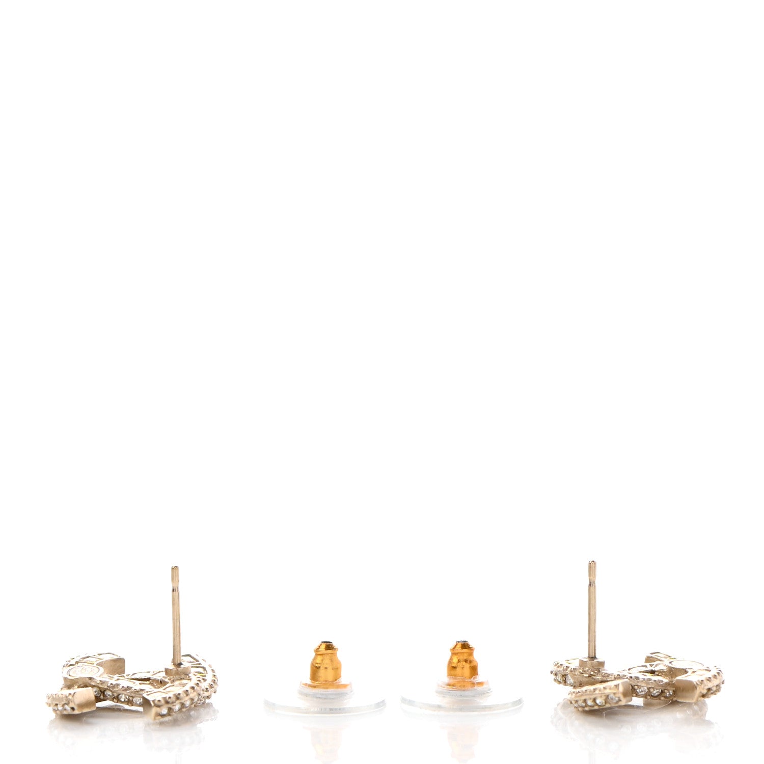 Chanel Crystal Timeless CC Earrings Light Gold 3 of 4