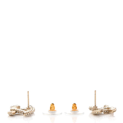 Chanel Crystal Timeless CC Earrings Light Gold 3 of 4