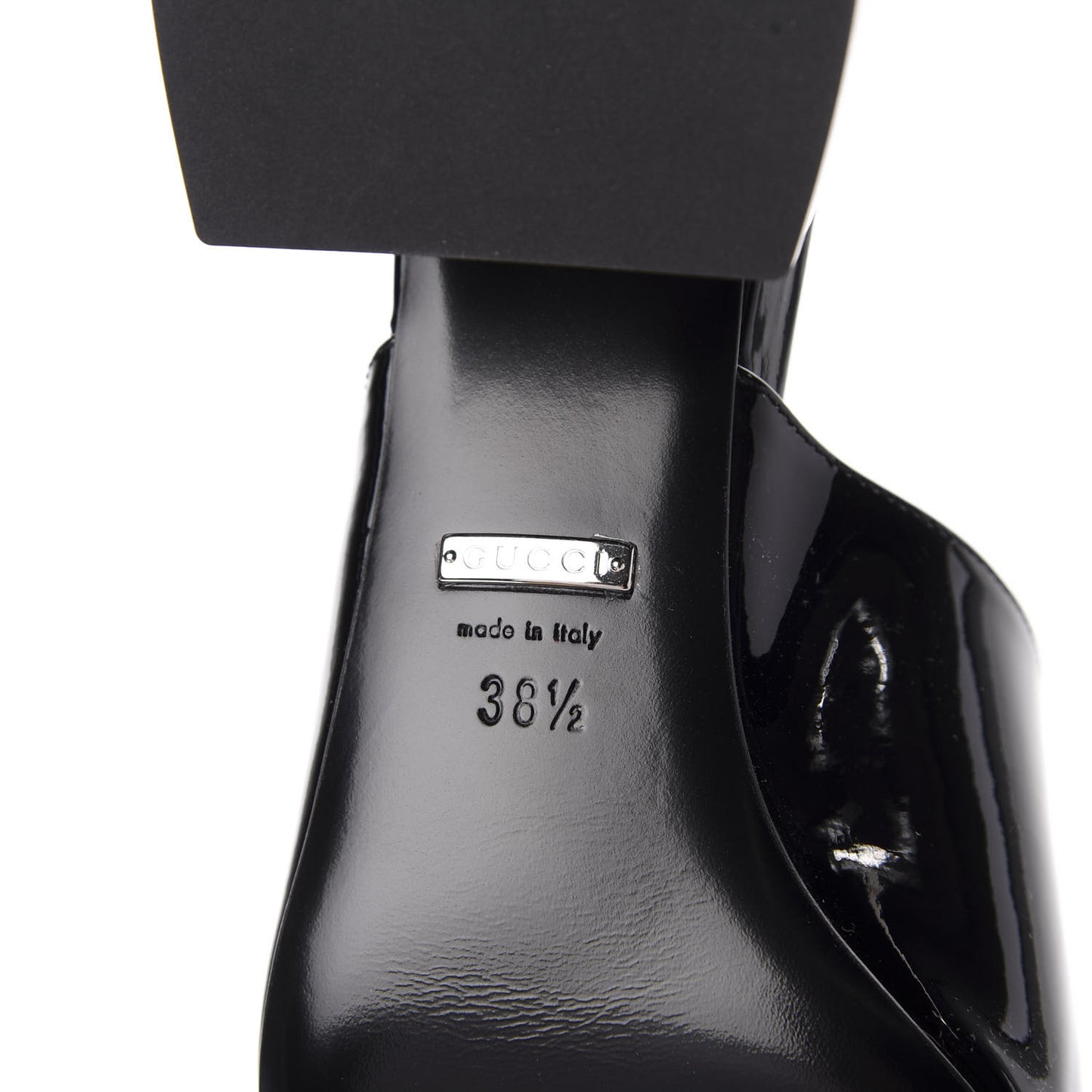 Patent Lexi Horsebit Mid-Heel Slide Sandals 38.5 Black