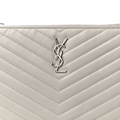 Saint Laurent Calfskin Matelasse Chevron Monogram A5 Wristlet Granite 8 of 11