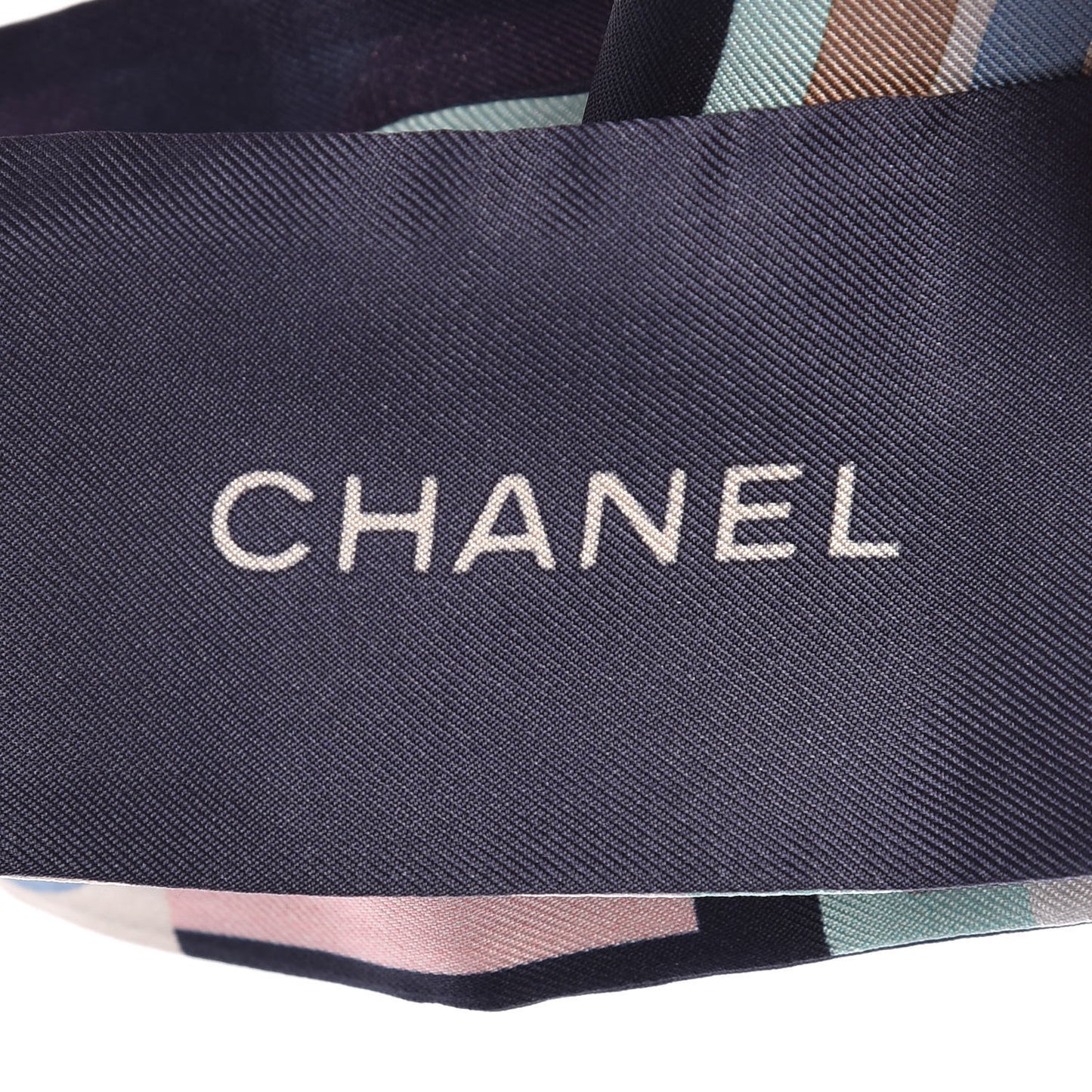 Silk Slim Bandeau Scarf Pink Dark Navy