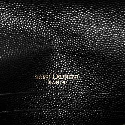 Saint Laurent Grain De Poudre Matelasse Chevron Monogram Envelope Chain Wallet Black 6 of 10
