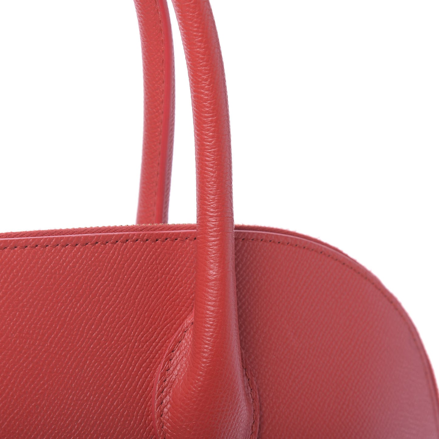 Signature Grained Calfskin Logo M Ville Top Handle Bag Rouge Coquelicot Black