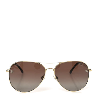 Chanel Aviator CC Sunglasses 4189-T-Q Gold 2 of 7