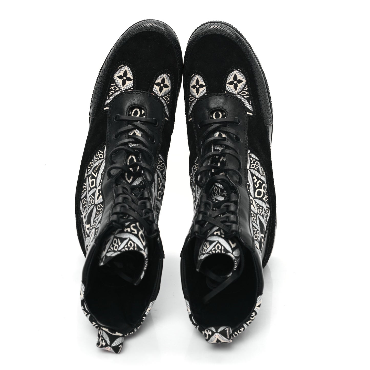 Suede Calfskin Jacquard Since 1854 Laureate Platform Desert Boots 41 Black