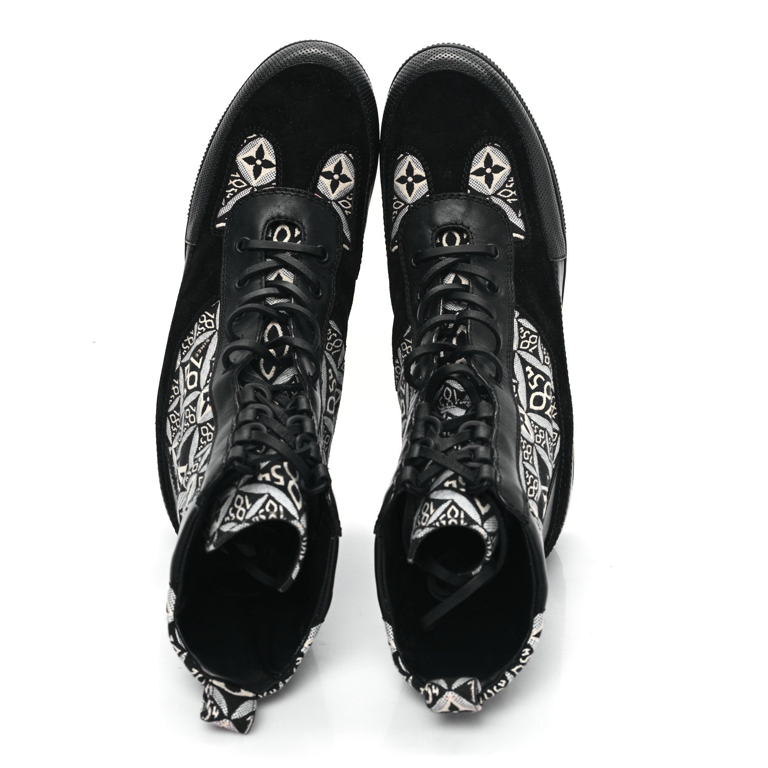 Louis Vuitton Suede Calfskin Jacquard Since 1854 Laureate Platform Desert Boots 41 Black 2 of 10