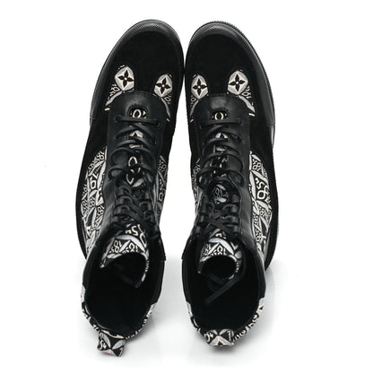 Louis Vuitton Suede Calfskin Jacquard Since 1854 Laureate Platform Desert Boots 41 Black 2 of 10