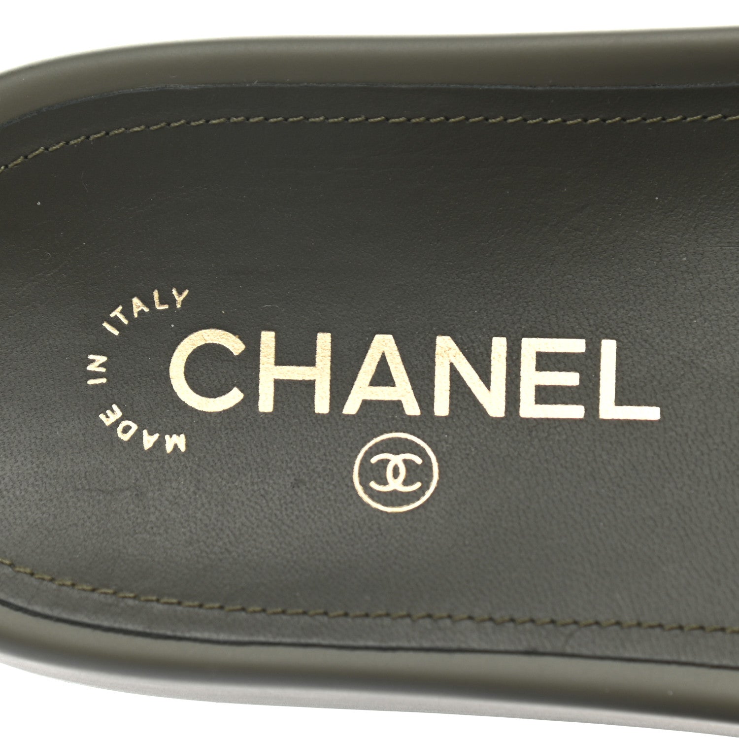 Chanel Canvas Chain Flat Sandals 39 Khaki 8 of 9