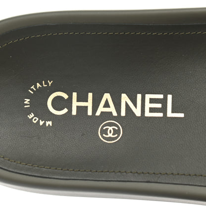 Chanel Canvas Chain Flat Sandals 39 Khaki 8 of 9
