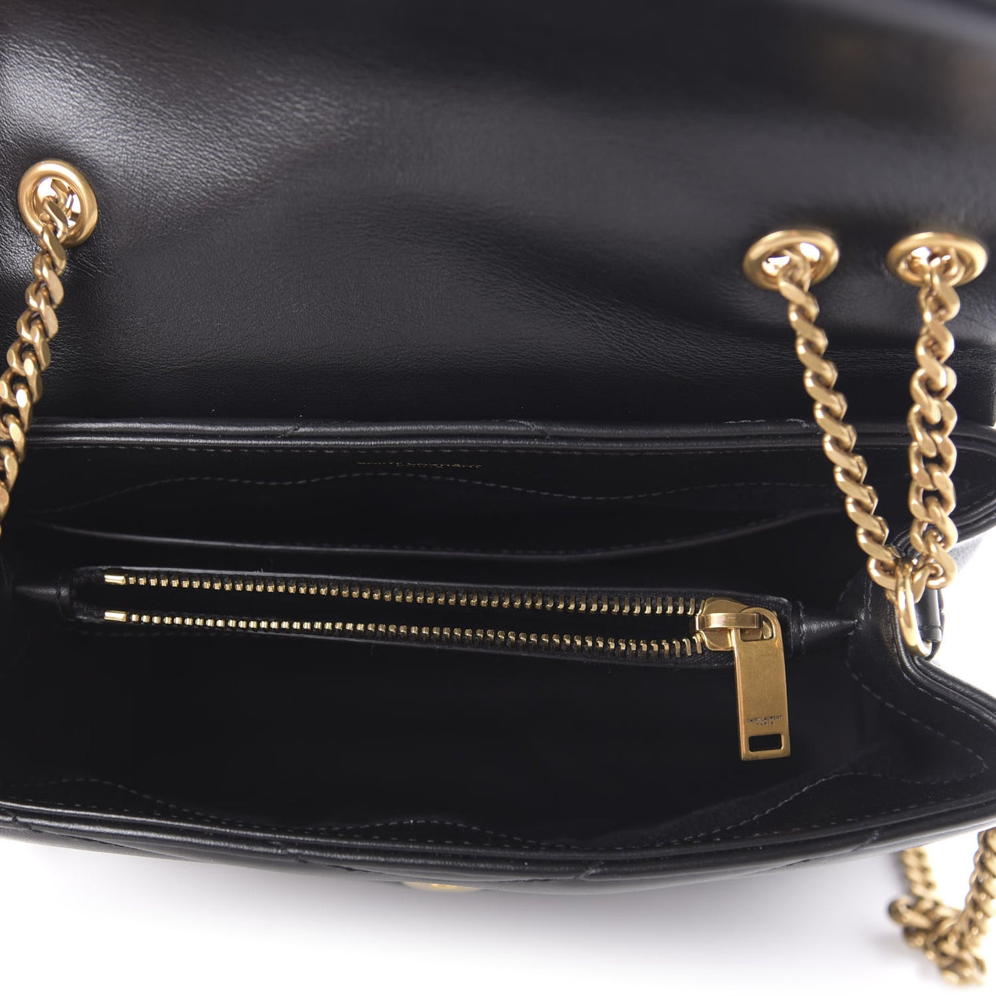 Calfskin Y Quilted Monogram Small Loulou Chain Satchel Black
