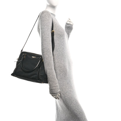 Prada Tessuto Nylon Calfskin Dome Satchel Black 2 of 10