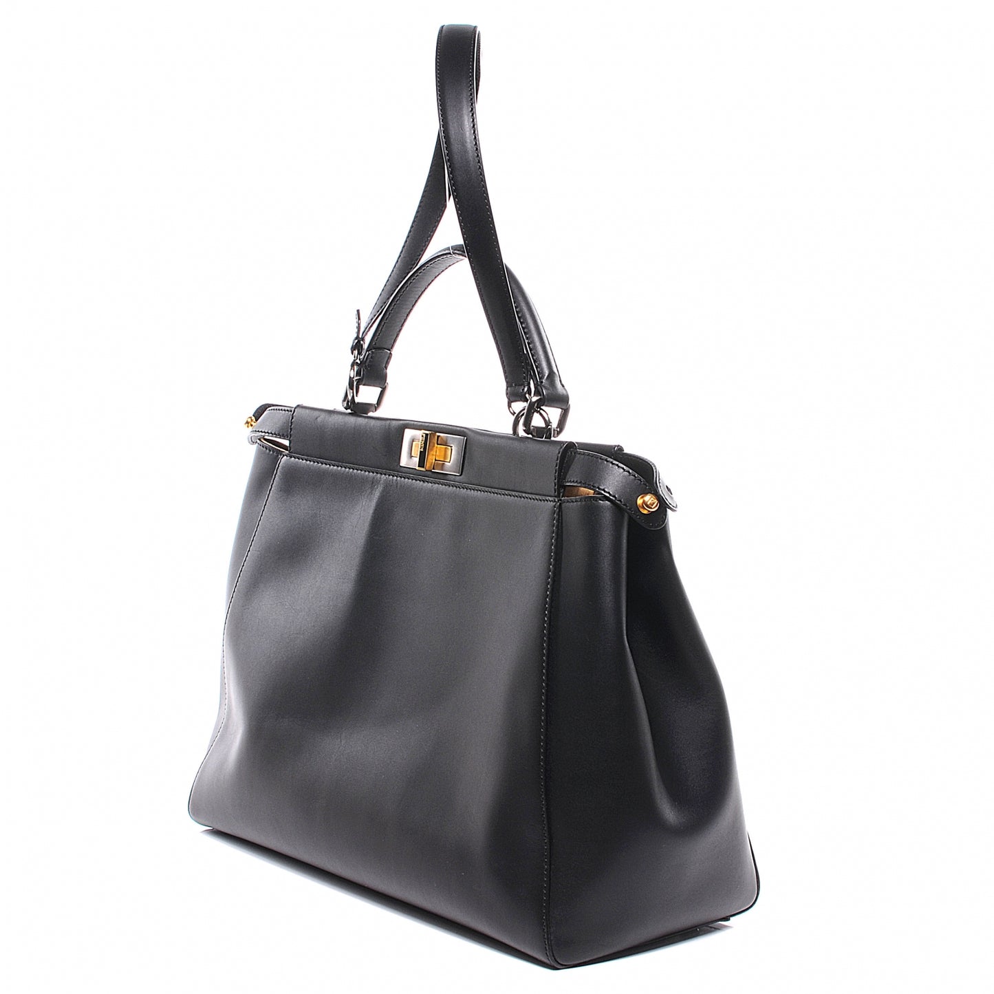 Calfskin Calf Hair Leopard Print Large Peekaboo Iconic Satchel Black