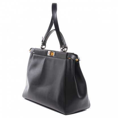 Fendi Calfskin Calf Hair Leopard Print Large Peekaboo Iconic Satchel Black 9 of 13